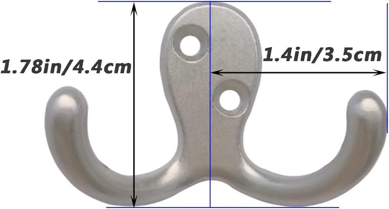 MsBong 10pcs Coat Hooks Hardware, Wall Hooks Heavy Duty Hooks for Hanging Coats Double No Rust Hook Wall Mounted for Key, Towel, Bags, Cup, Hat (Silvery) - Image 2